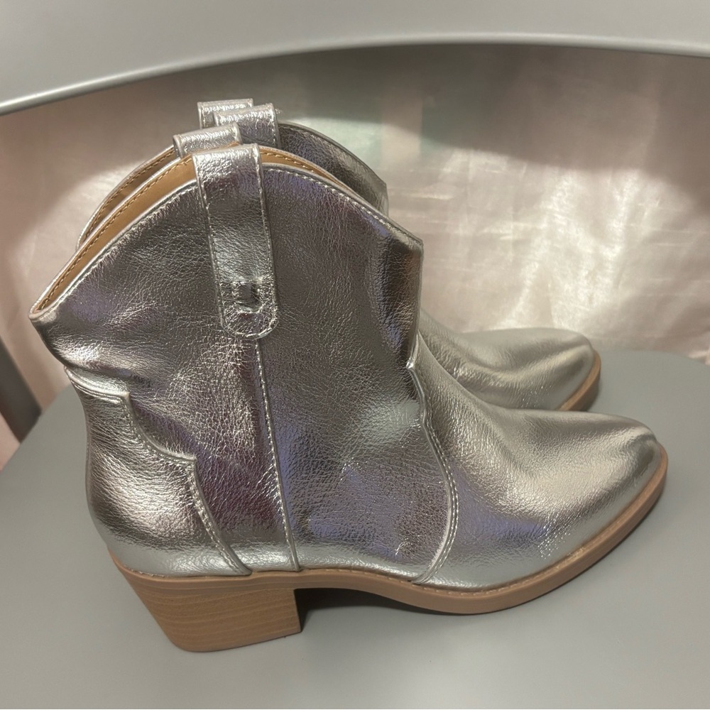 Silver Ankle Cowboy Boots